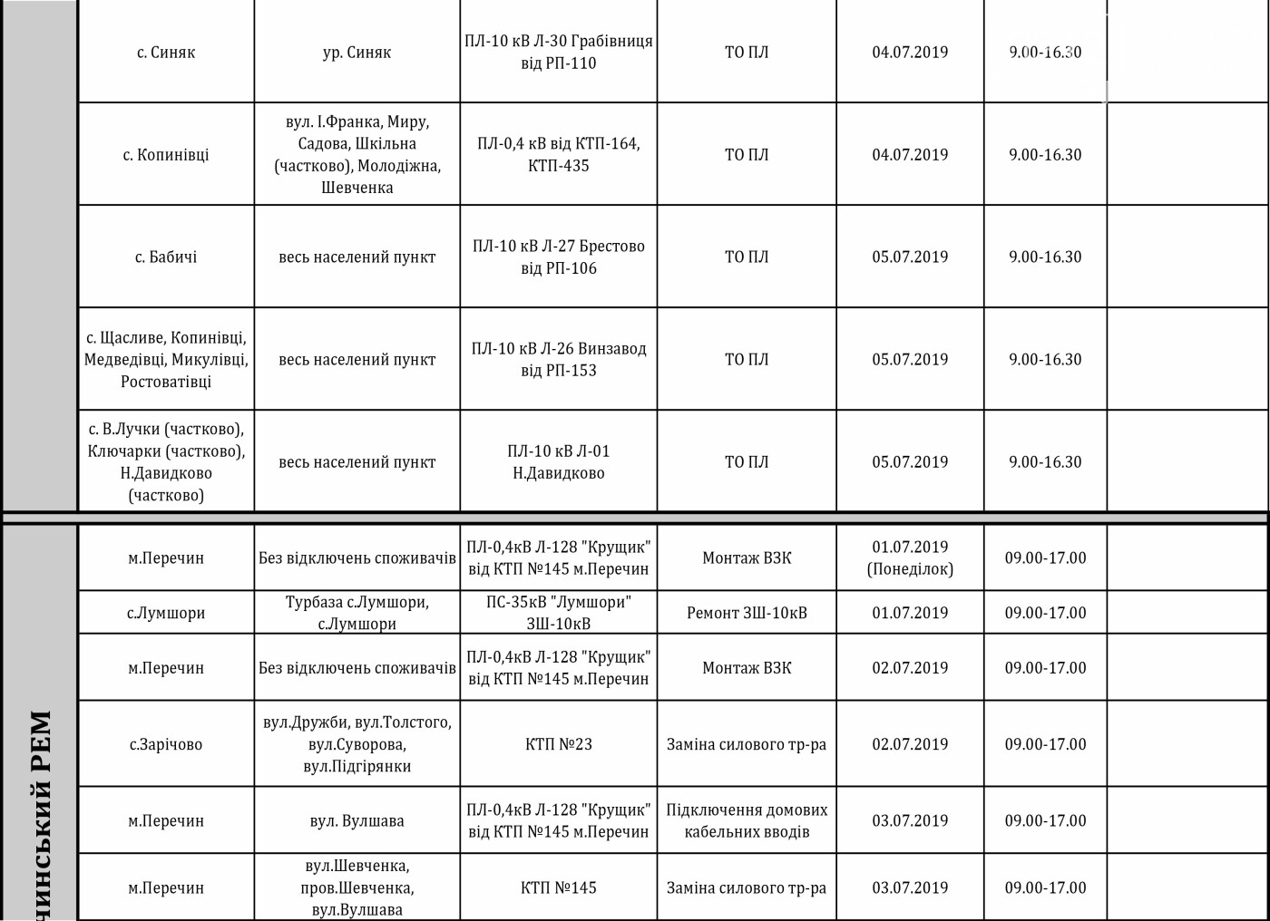 Оприлюднено графік відключення світла цього тижня у районах..., фото-8 Оприлюднено графік відключення світла цього тижня у районах Закарпаття , фото-8
