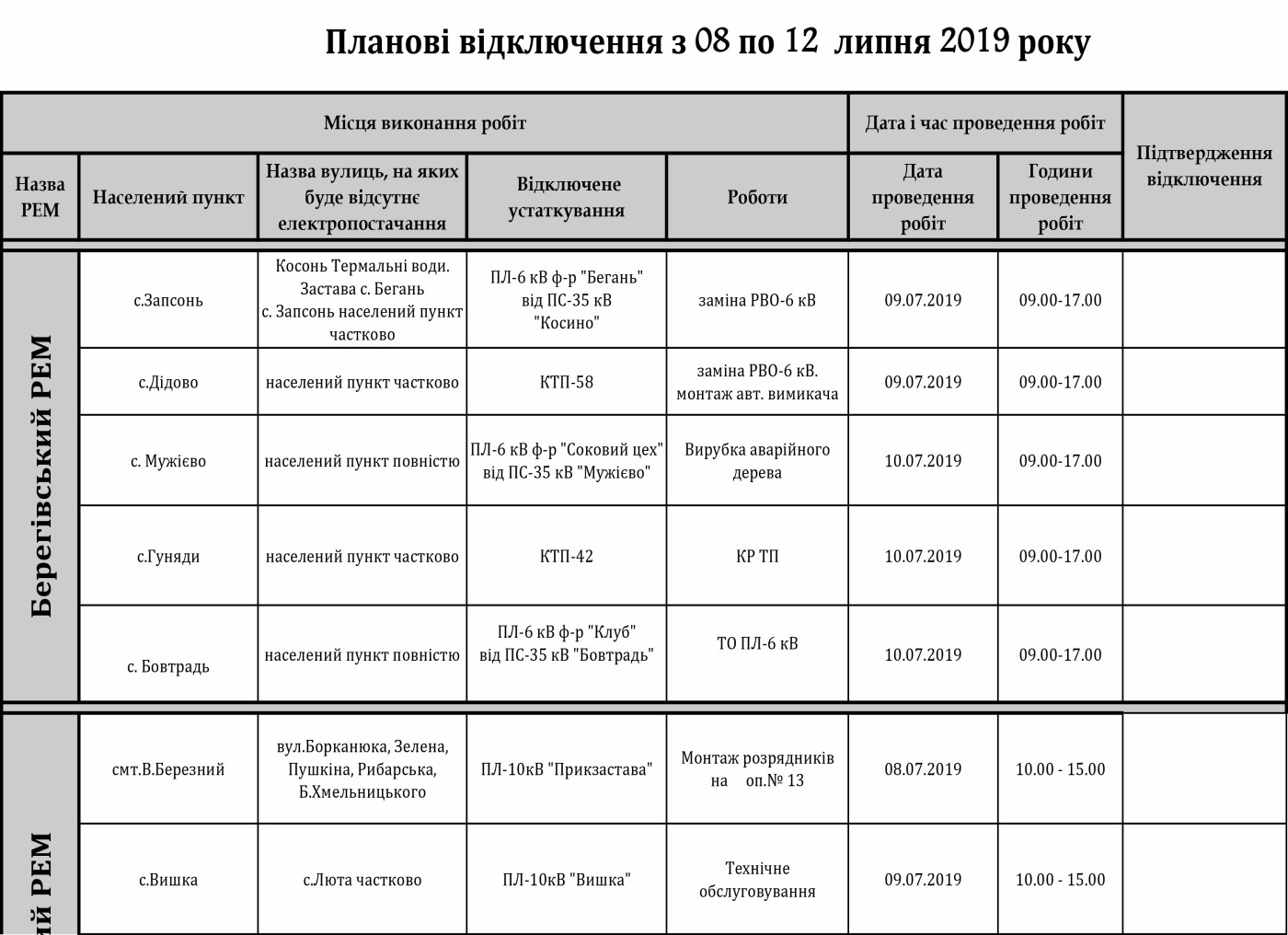 Оприлюднено графік відключення світла цього тижня у районах..., фото-1 Оприлюднено графік відключення світла цього тижня у районах Закарпаття, фото-1