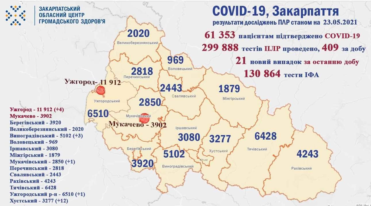 За минулу добу на Закарпатті 21 новий випадок коронавірусу, 1 людина померла, фото-1