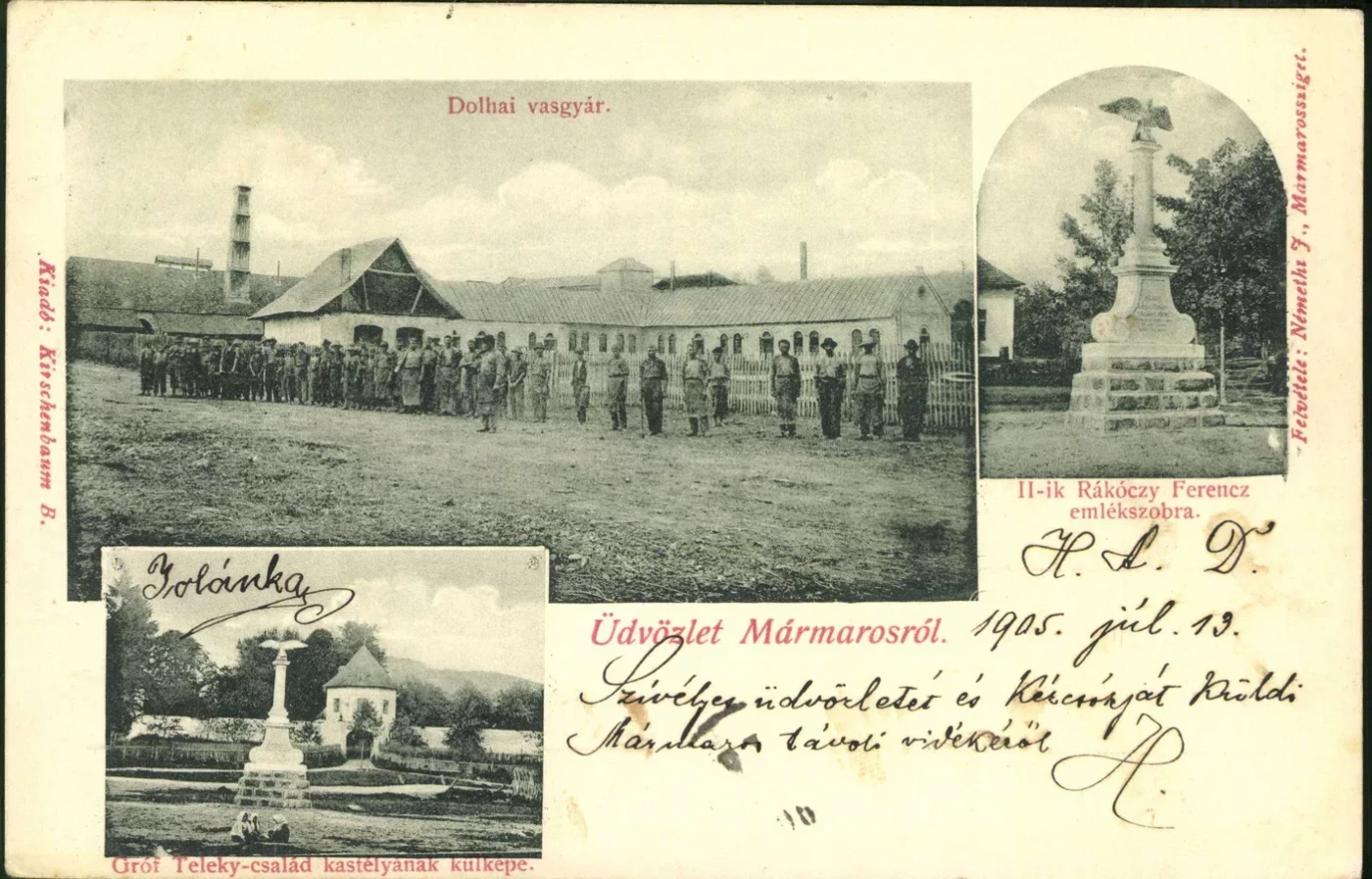 Листівка із села Довге на Іршавщині із зображенням пам’яника куруцам (з турулом) 1905 р.