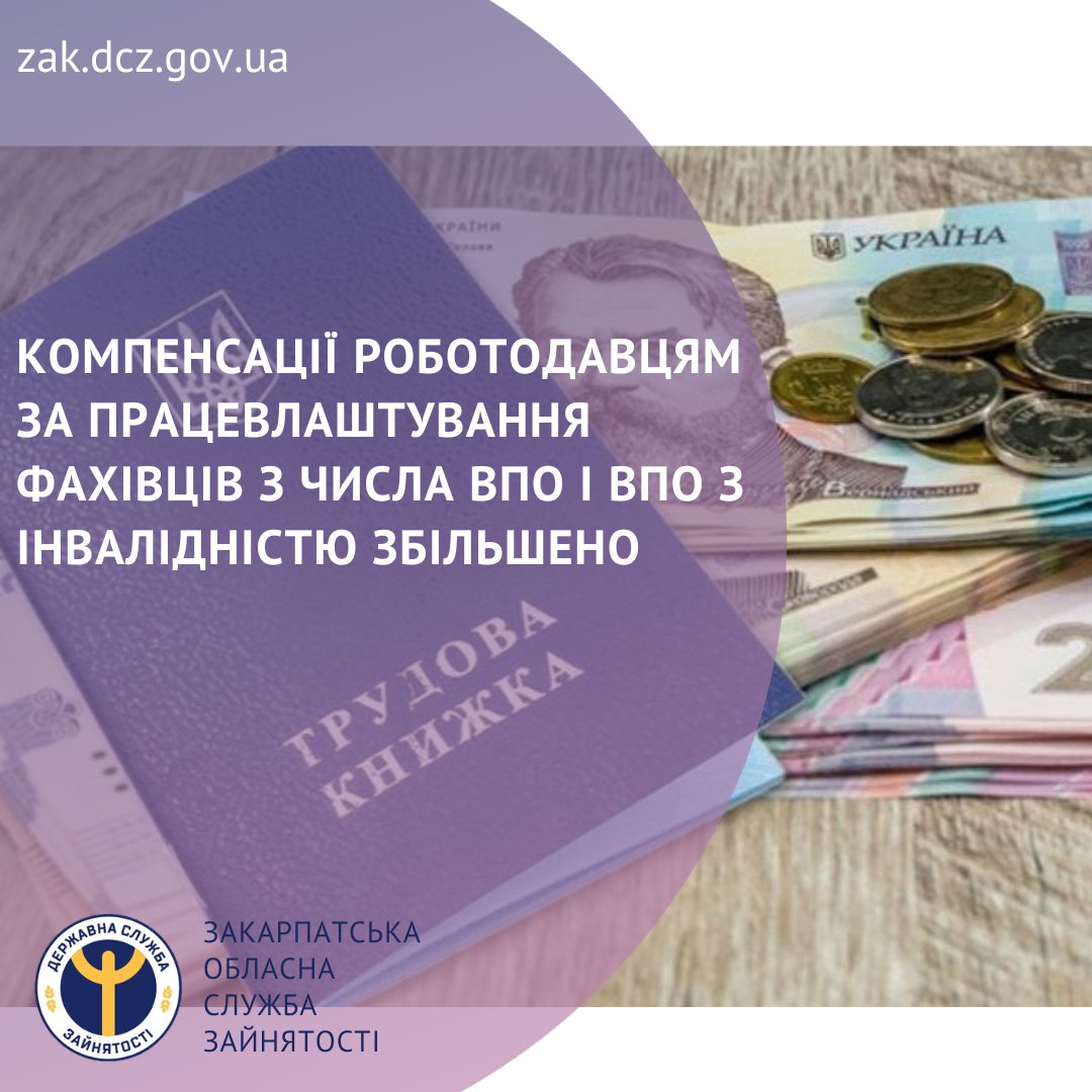 Закарпатські працедавці отримають більшу компенсацію за працевлаштування ВПО та ВПО з інвалідністю