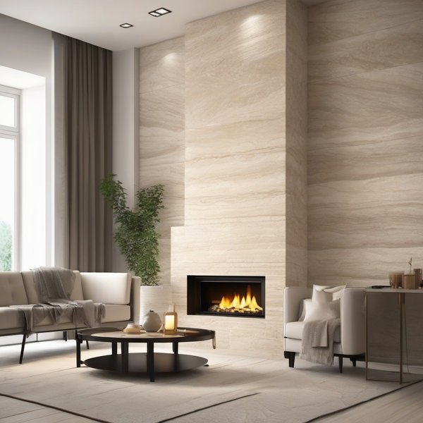 Рельєфний травертин у камінному дизайні